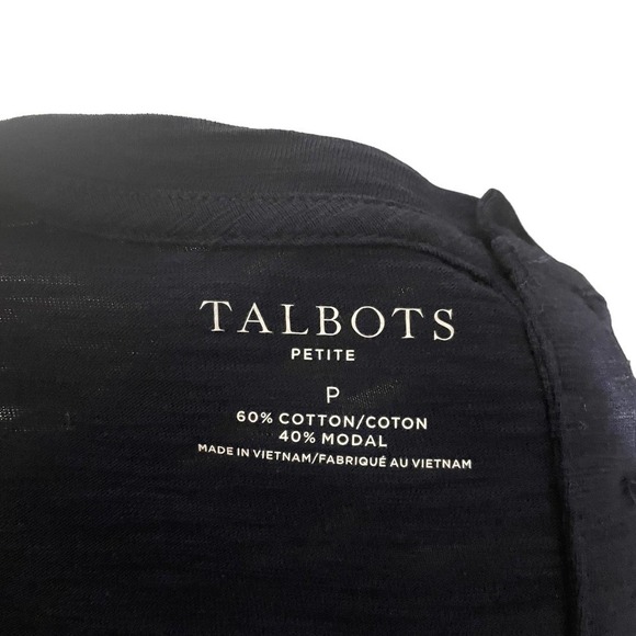 Talbots Cotton & Modal Blend Short Sleeve Top w/Button Detail on Back - Picture 4 of 4